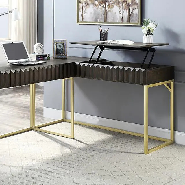 Furniture of America Freiburg CM-DK406WN-PK Corner Desk