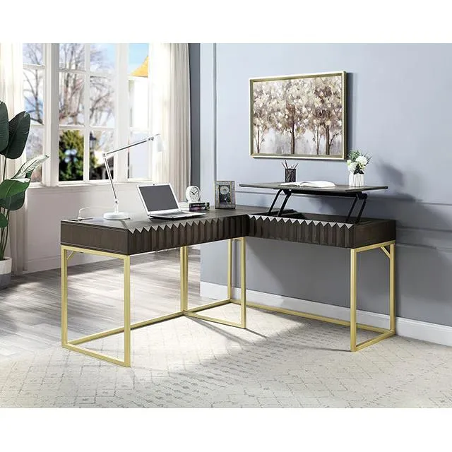 Furniture of America Freiburg CM-DK406WN-PK Corner Desk