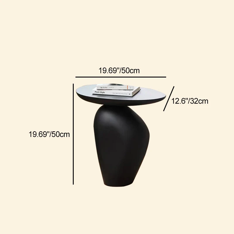 Contemporary Creative Irregular Oval Cobblestone Fiberglass End Table 1-Tier For Living Room