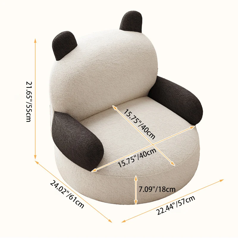 Contemporary Creative Cartoon Baby Panda Sherpa Fabric Accent Chair Backrest Armrest For Living Room