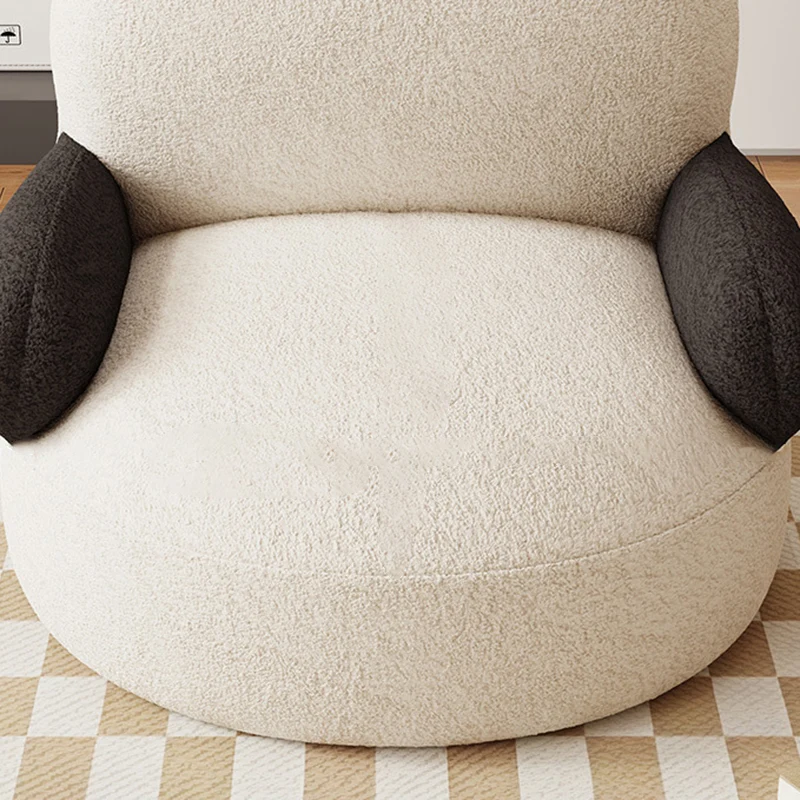 Contemporary Creative Cartoon Baby Panda Sherpa Fabric Accent Chair Backrest Armrest For Living Room