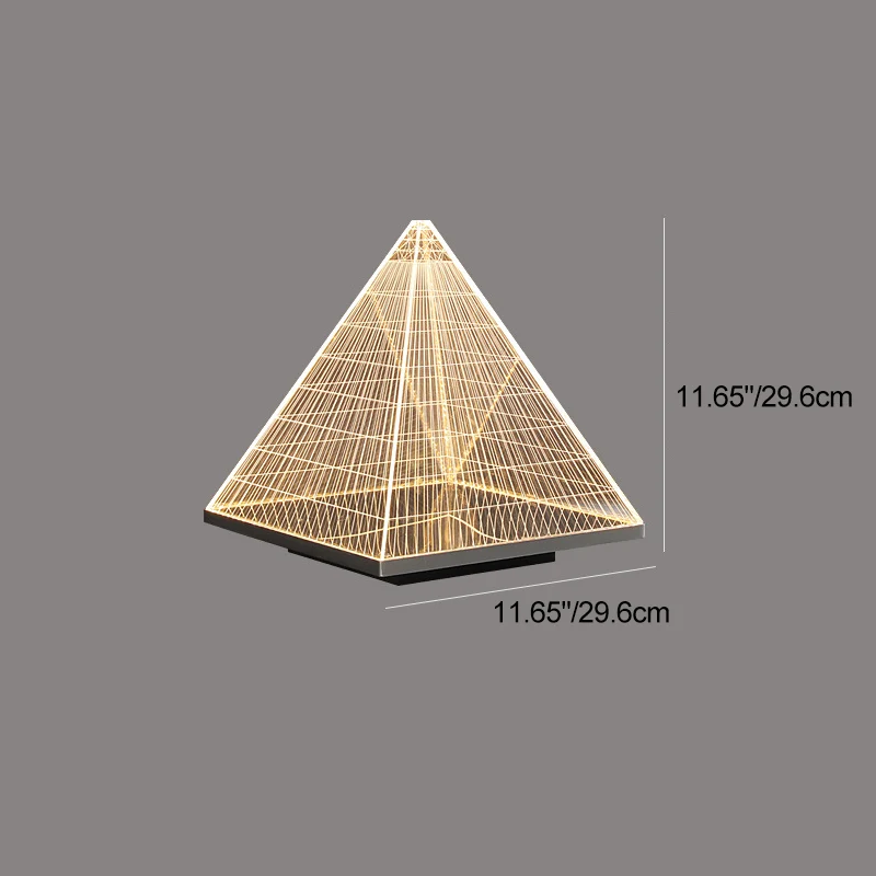 Modern Art Deco Pyramid Acrylic Aluminum Lampshade Stainless Steel Base LED Table Lamp For Living Room