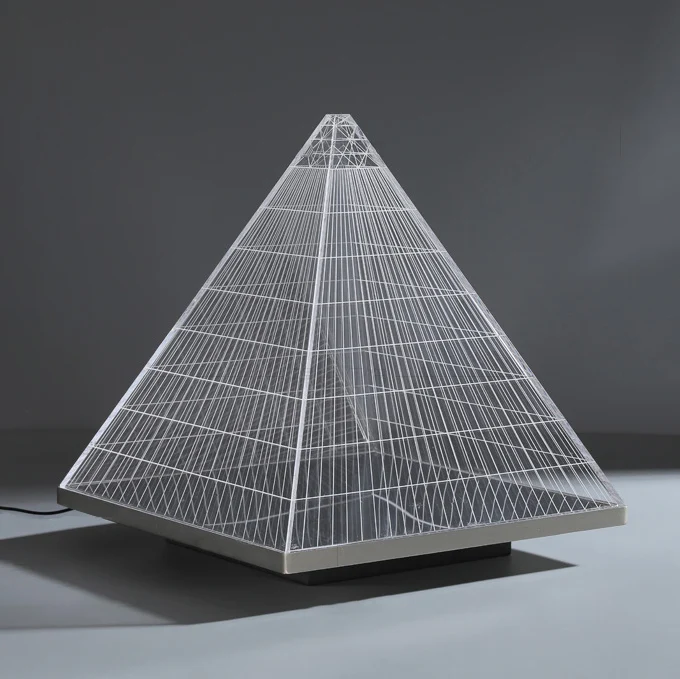 Modern Art Deco Pyramid Acrylic Aluminum Lampshade Stainless Steel Base LED Table Lamp For Living Room