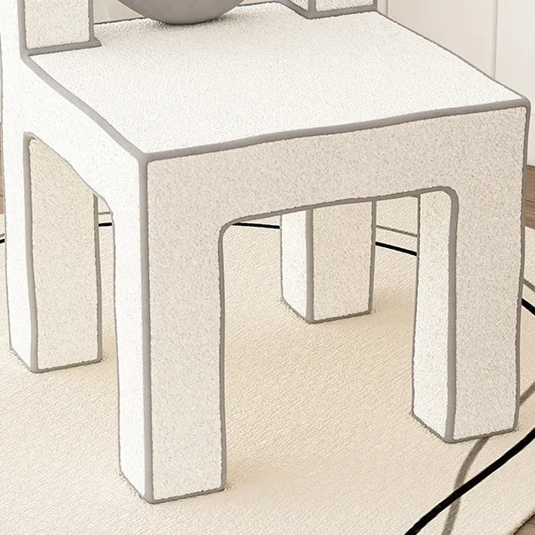 Contemporary Creative Love Lines Sherpa Fabric Plywood Vanity Stool Backrest Armless For Bedroom