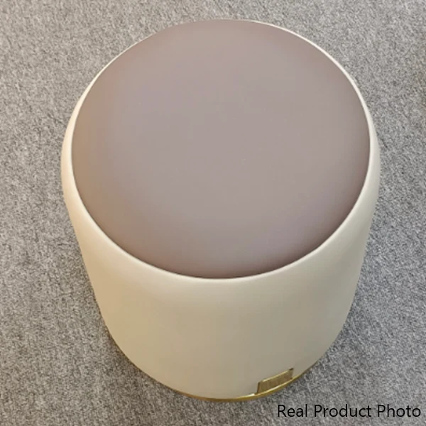 Contemporary Luxury Round PU Leather Upholstered Stainless Steel Vanity Stool For Bedroom