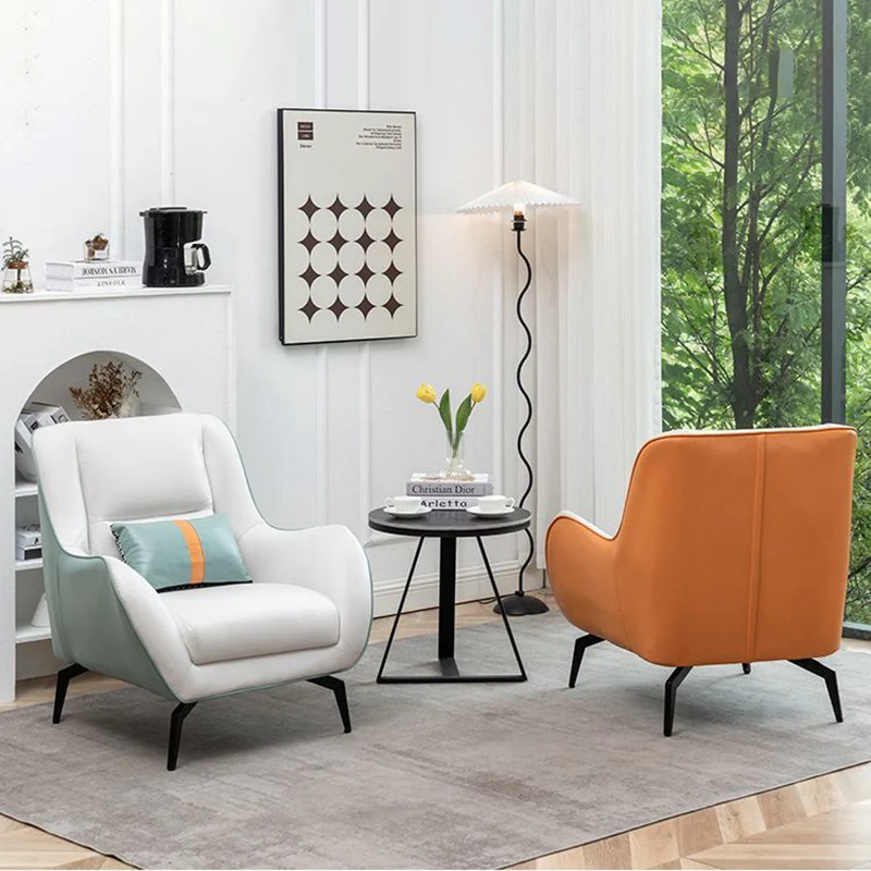 Contemporary Scandinavian Square Synthetic Fabric Upholstered Carbon Steel Accent Chair Backrest Armrest For Living Room