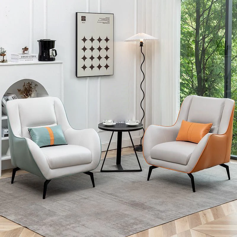 Contemporary Scandinavian Square Synthetic Fabric Upholstered Carbon Steel Accent Chair Backrest Armrest For Living Room