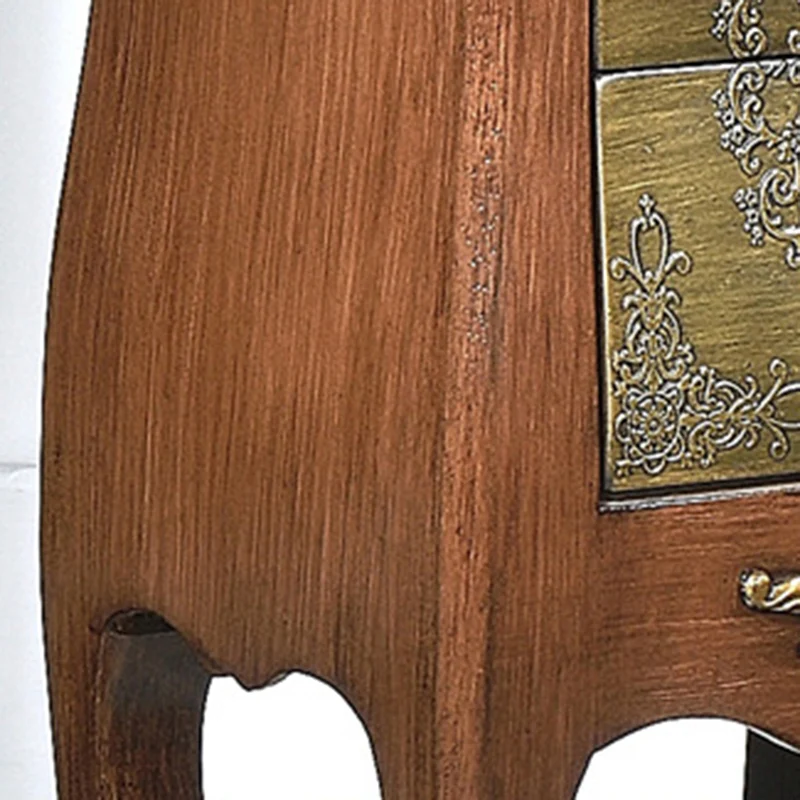 Traditional European Square Arabesque Birch Wood MDF End Table 2-Drawer For Living Room