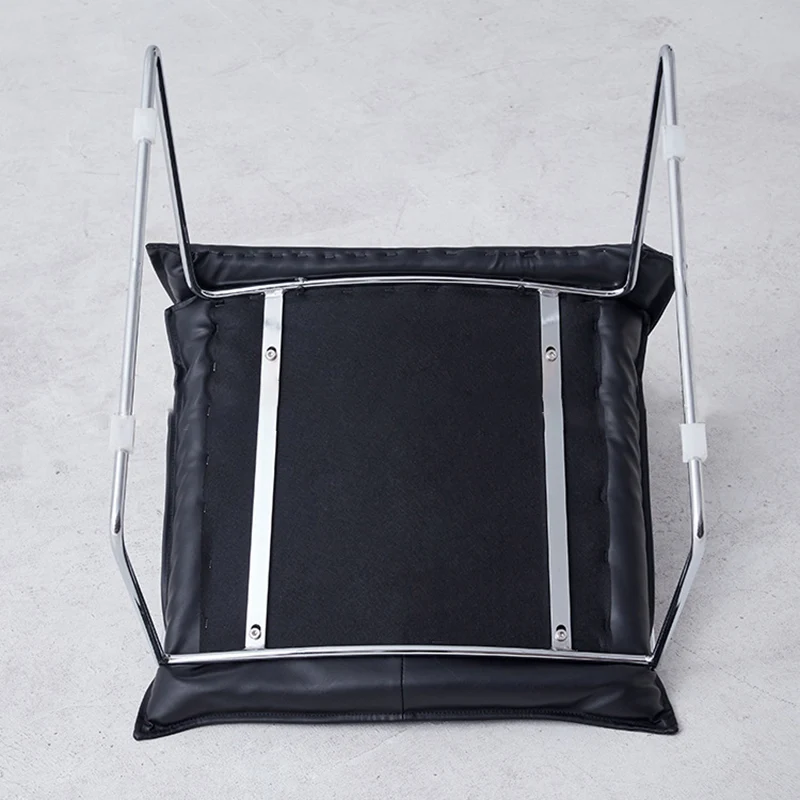 Modern Minimalist Square Upholstered PU Leather Plywood Metal Frame Accent Chair For Living Room