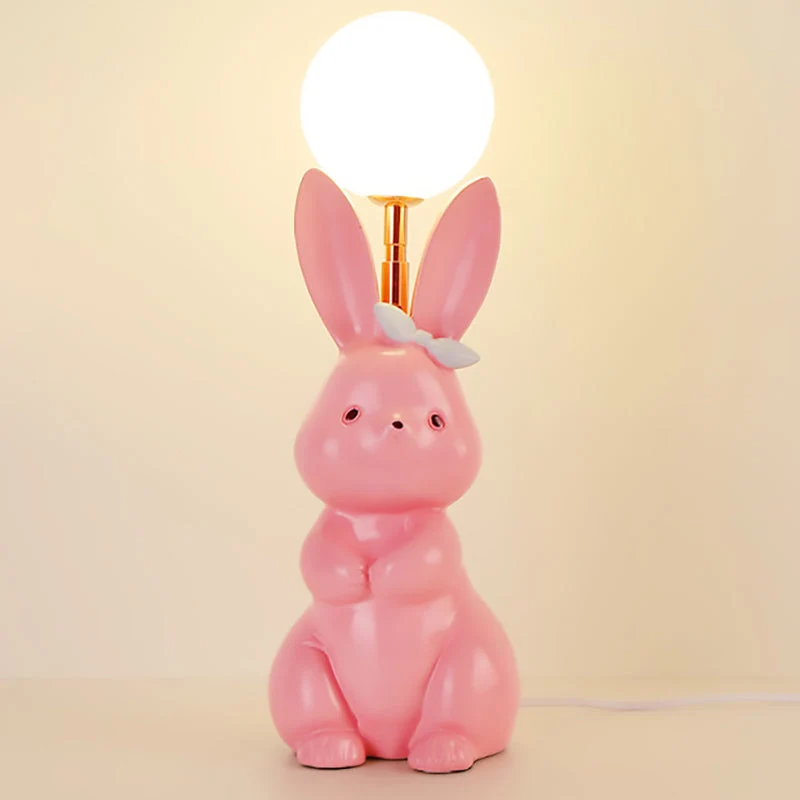 Modern Art Deco Rabbit Feather Orb Metal Goose Feather Glass 1-Light Table Lamp For Bedroom