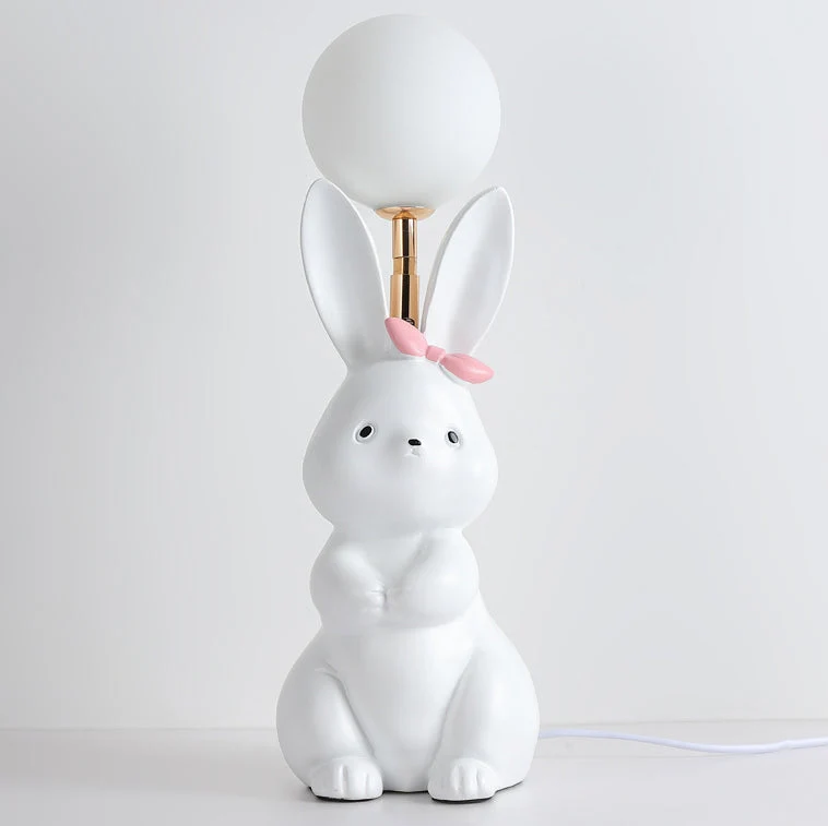 Modern Art Deco Rabbit Feather Orb Metal Goose Feather Glass 1-Light Table Lamp For Bedroom