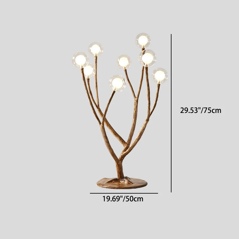 Contemporary Scandinavian Branch Polymer Metal Glass 8/12 Light Table Lamp For Bedroom