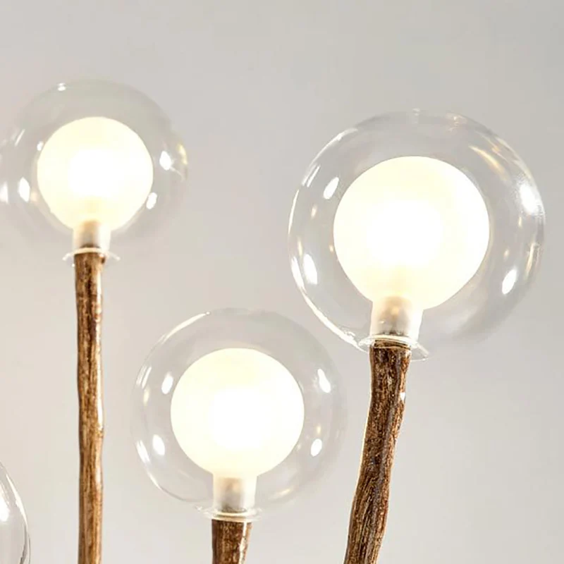 Contemporary Scandinavian Branch Polymer Metal Glass 8/12 Light Table Lamp For Bedroom