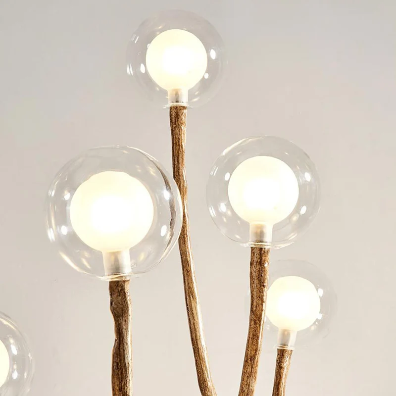 Contemporary Scandinavian Branch Polymer Metal Glass 8/12 Light Table Lamp For Bedroom
