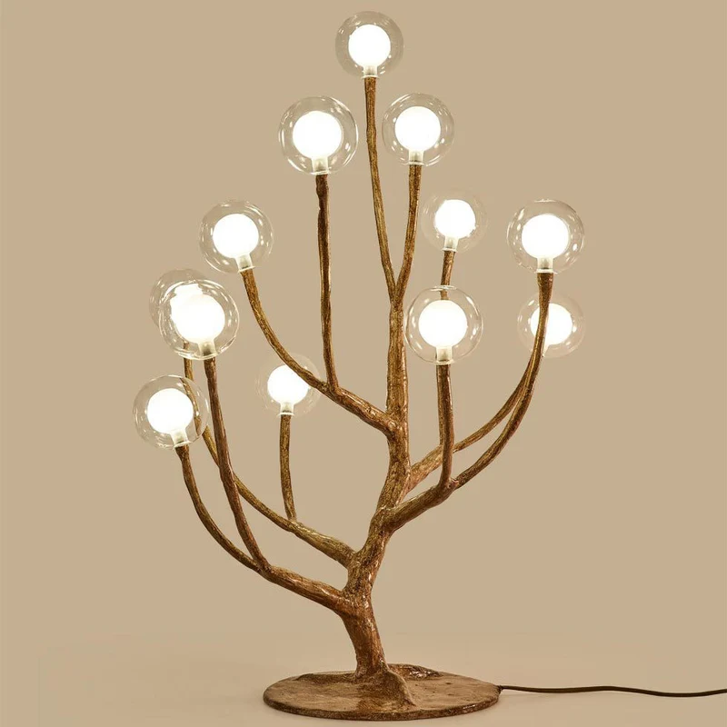Contemporary Scandinavian Branch Polymer Metal Glass 8/12 Light Table Lamp For Bedroom