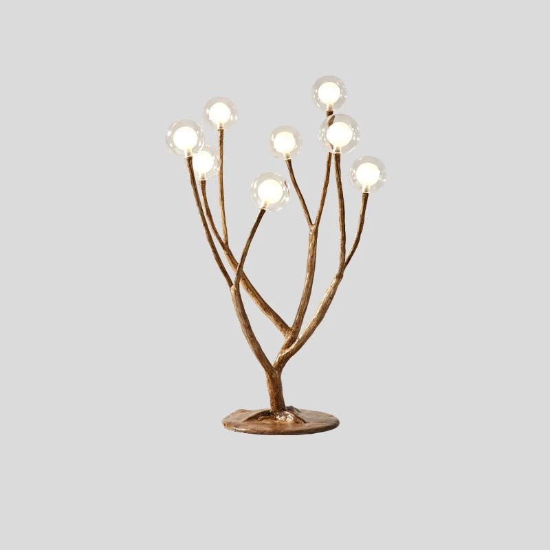 Contemporary Scandinavian Branch Polymer Metal Glass 8/12 Light Table Lamp For Bedroom