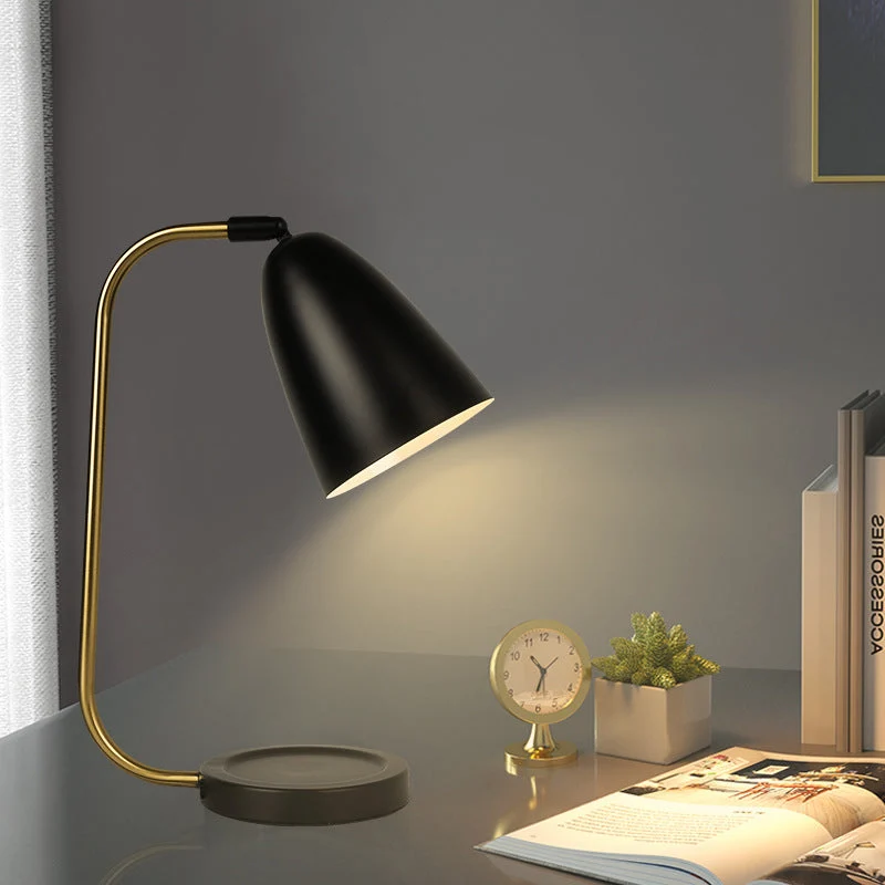 Modern Minimalist Round Iron Cylinder 1-Light Table Lamp For Bedroom