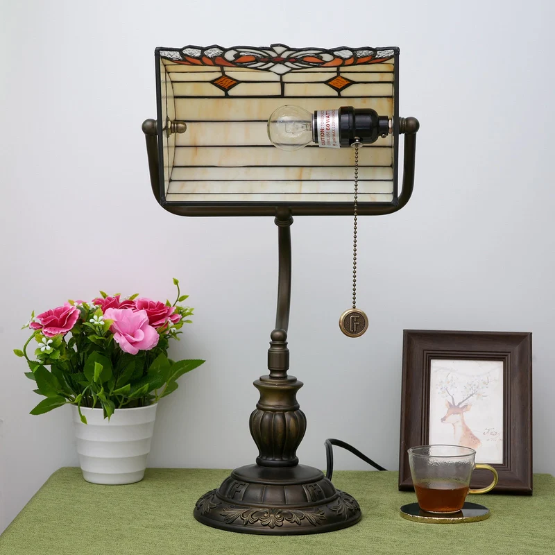 Traditional Tiffany Angel Wings Stained Glass Resin Iron 1-Light Table Lamp For Living Room