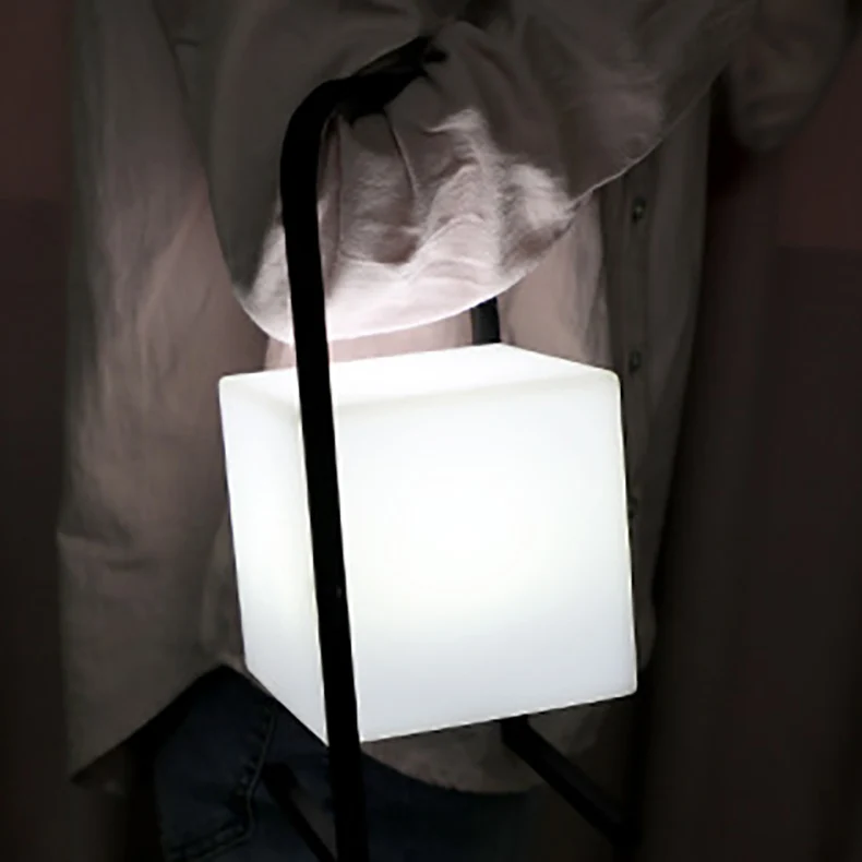 Contemporary Nordic Metal PE Ball Egg Cube Cylinder LED Hanging Rechargeable Table Lamp For Bedside