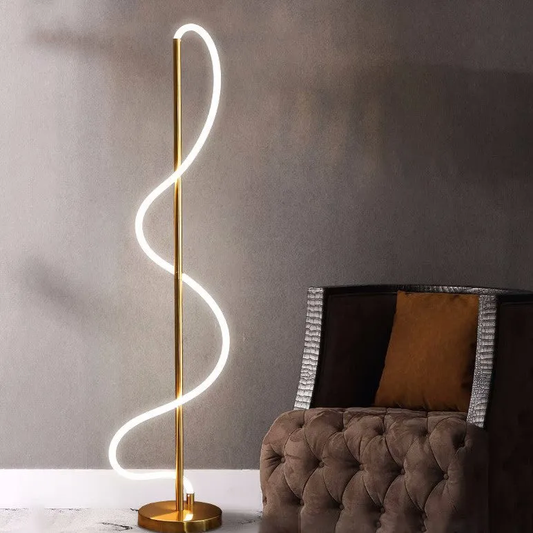 Modern Minimalist Line Iron Silicone LED Standing Floor Lamp For Living Room
