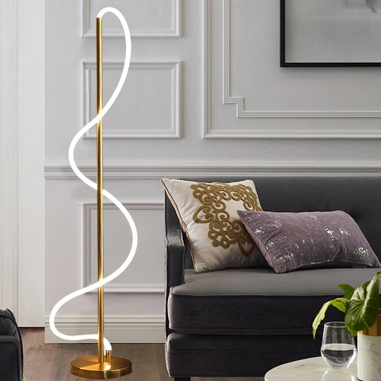Modern Minimalist Line Iron Silicone LED Standing Floor Lamp For Living Room