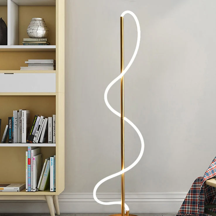 Modern Minimalist Line Iron Silicone LED Standing Floor Lamp For Living Room