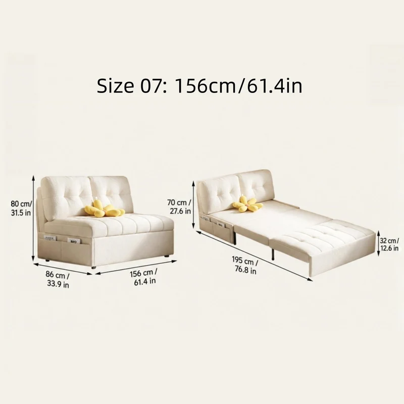 Sofá cama convertible 3 en 1 de tela de terciopelo con almacenamiento inferior.