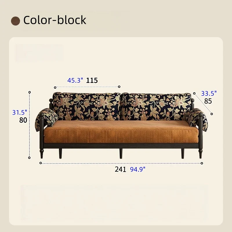 Sofá cama Gland con estructura de madera maciza de fresno y tapizado en tela de terciopelo estampada.
