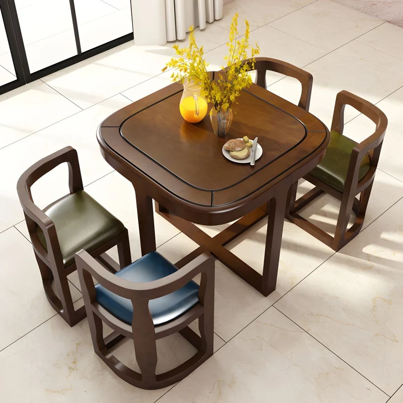 Juego de mesa y sillas de comedor nido de madera maciza que ahorran espacio