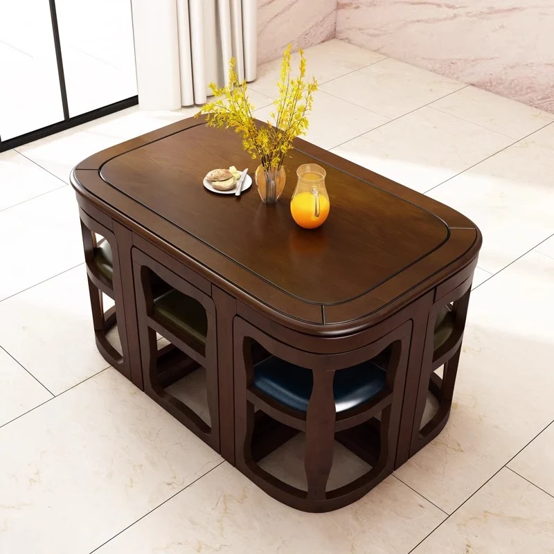 Juego de mesa y sillas de comedor nido de madera maciza que ahorran espacio