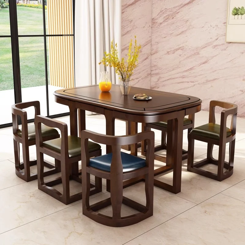 Juego de mesa y sillas de comedor nido de madera maciza que ahorran espacio