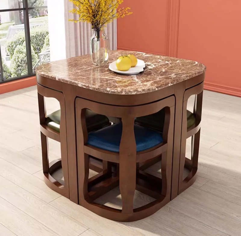 Juego de mesa y sillas de comedor nido de madera maciza que ahorran espacio