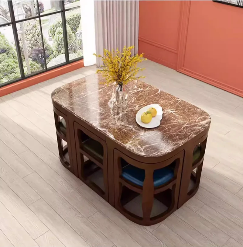 Juego de mesa y sillas de comedor nido de madera maciza que ahorran espacio