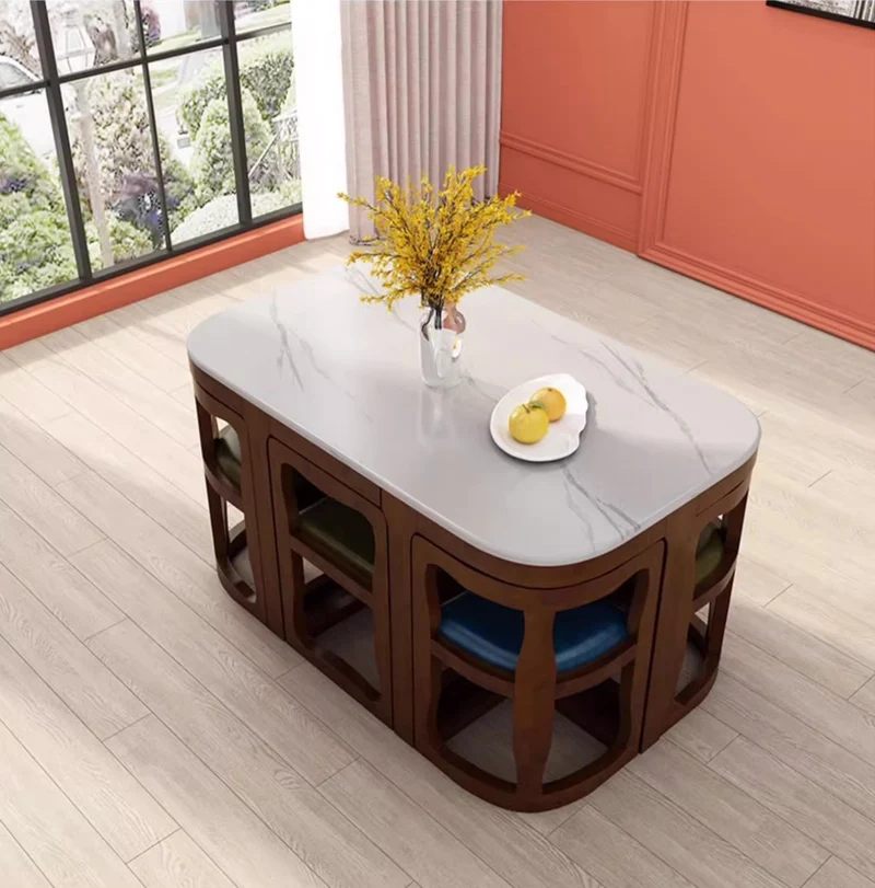 Juego de mesa y sillas de comedor nido de madera maciza que ahorran espacio