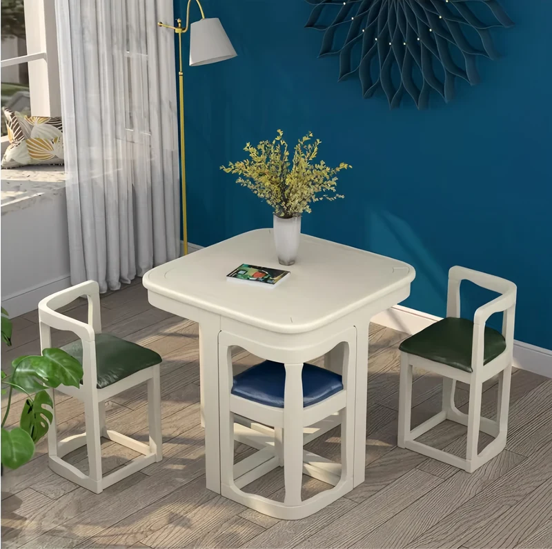 Juego de mesa y sillas de comedor nido de madera maciza que ahorran espacio