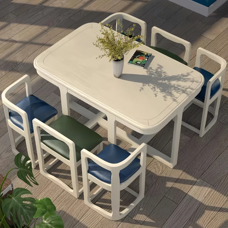 Juego de mesa y sillas de comedor nido de madera maciza que ahorran espacio