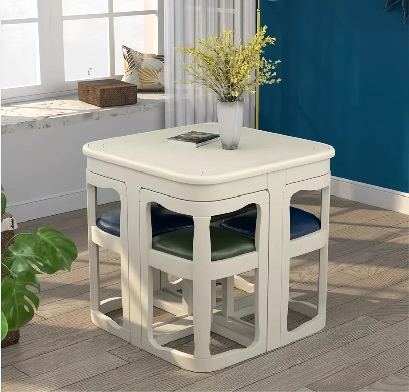 Juego de mesa y sillas de comedor nido de madera maciza que ahorran espacio