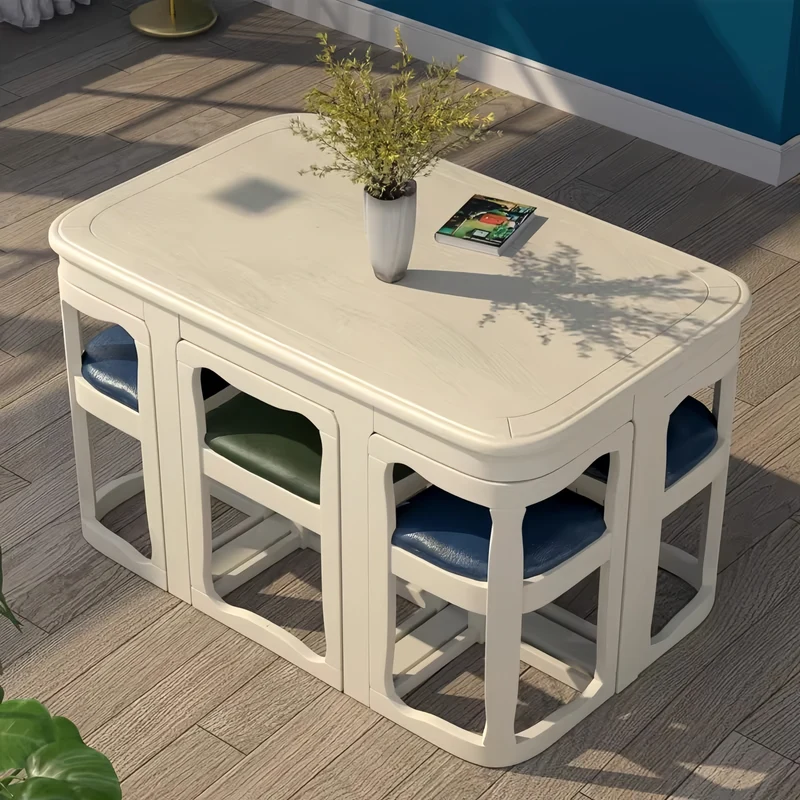 Juego de mesa y sillas de comedor nido de madera maciza que ahorran espacio