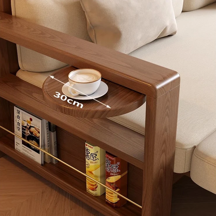 Sofá cama retráctil multifuncional con amplio reposabrazos y estante de almacenamiento