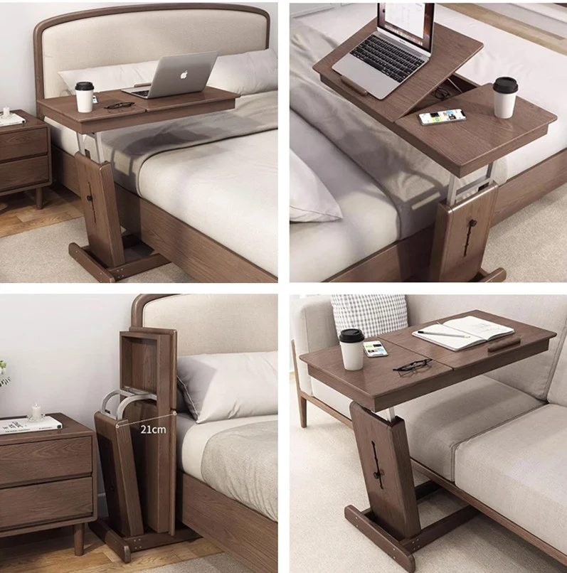 Mesa auxiliar en forma de C de altura ajustable con tablero inclinable