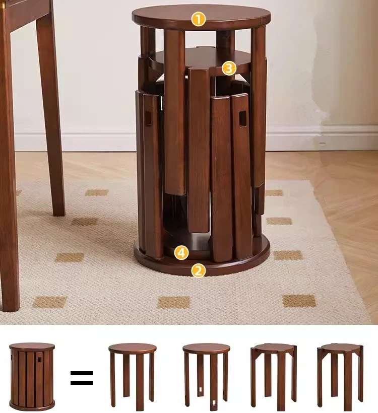 Taburetes de madera maciza 4 en 1