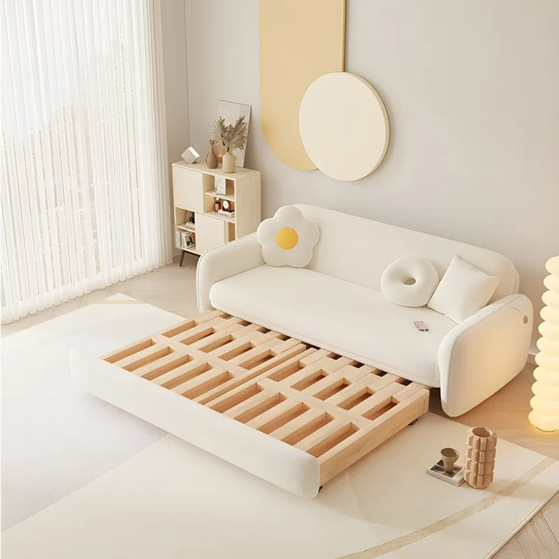 Sofá cama bereber de lana maciza de madera maciza con almacenamiento debajo