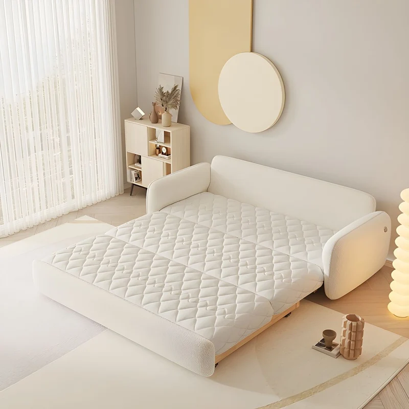 Sofá cama bereber de lana maciza de madera maciza con almacenamiento debajo