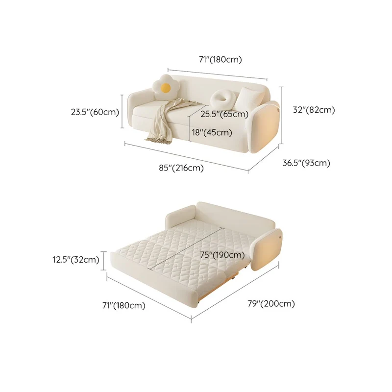 Sofá cama bereber de lana maciza de madera maciza con almacenamiento debajo