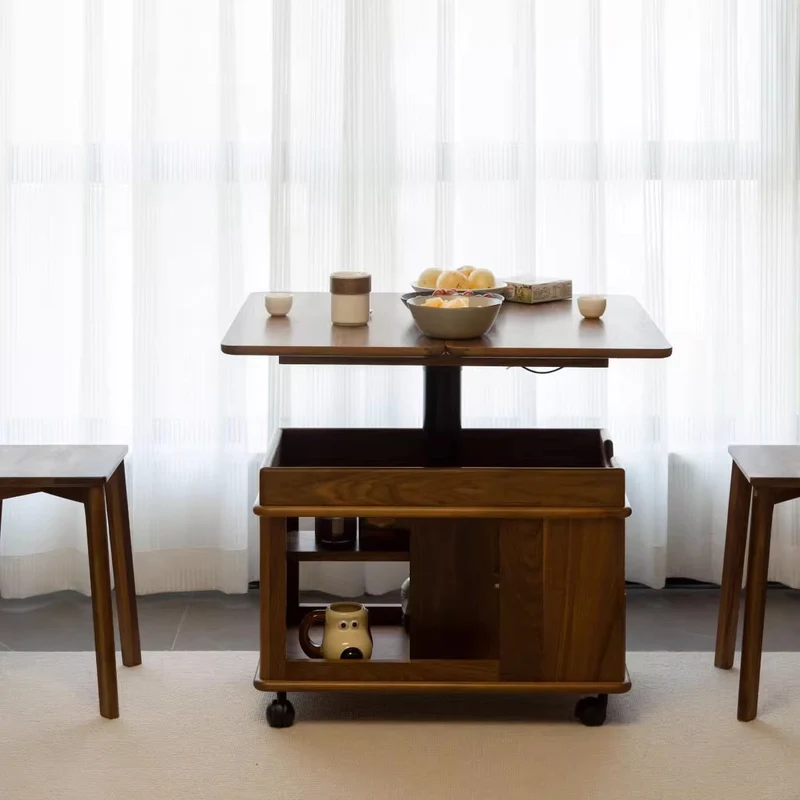 Mesa auxiliar superior elevable y expandible de madera maciza