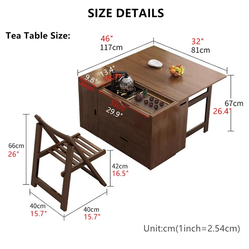 Sofá cama multifunción con reposabrazos de mesa de té Gongfu y almacenamiento debajo