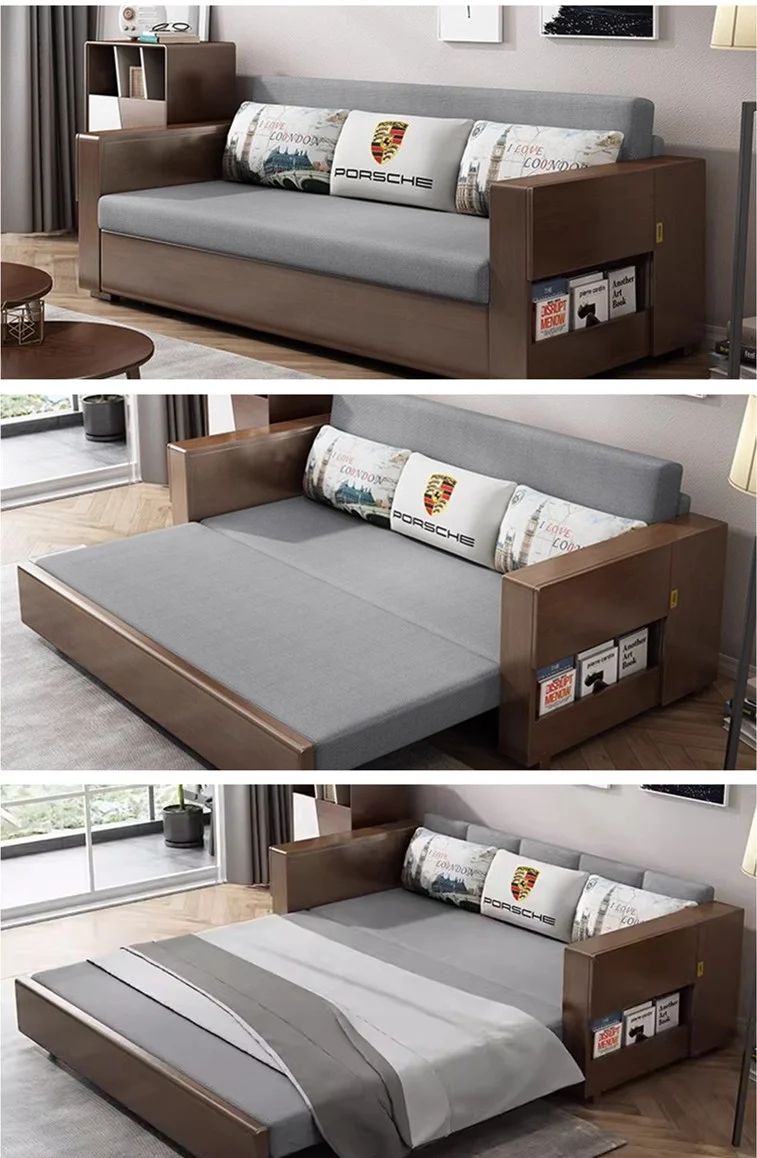 Juego de sofá cama convertible y chaise lounge con almacenamiento debajo