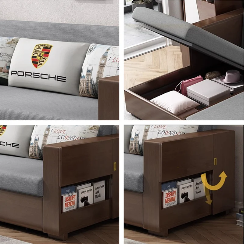 Juego de sofá cama convertible y chaise lounge con almacenamiento debajo