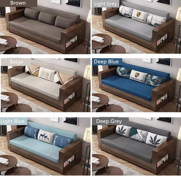 Juego de sofá cama convertible y chaise lounge con almacenamiento debajo