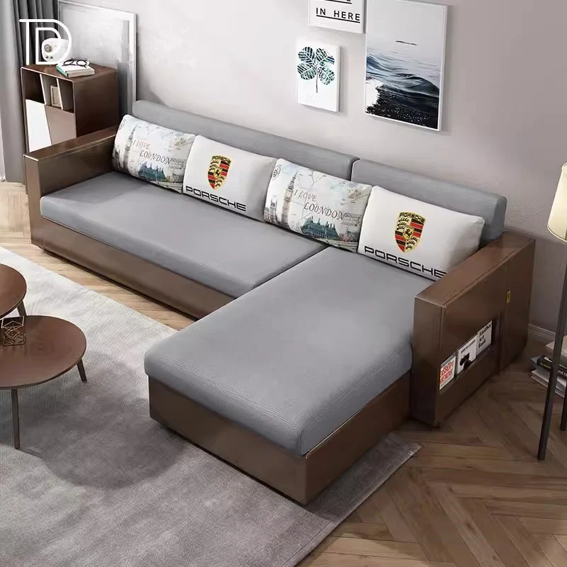 Juego de sofá cama convertible y chaise lounge con almacenamiento debajo